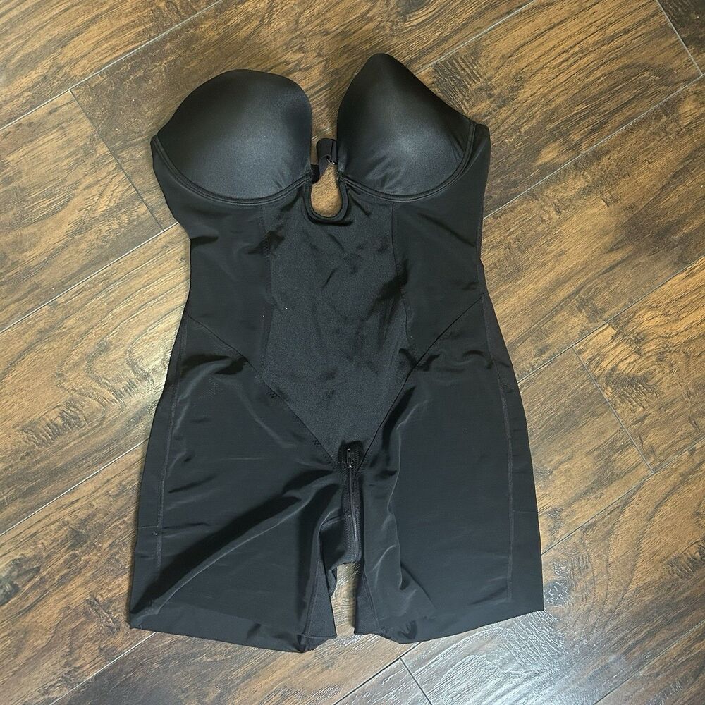 SHAPELLX Strapless Shapewear Bodysuit U Plunge Black Body Shaper XXL Zipper